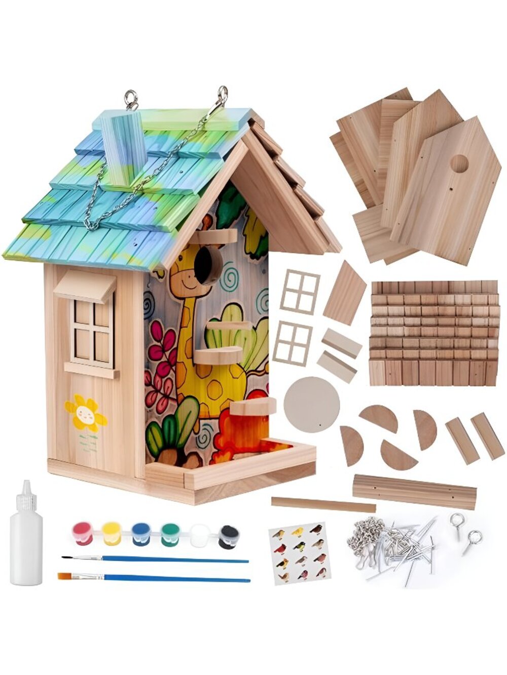 DIY Birdhouse Kit, Wooden Bird House for Adults to Build